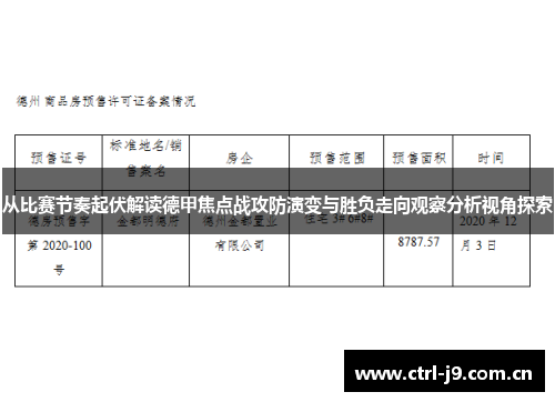 从比赛节奏起伏解读德甲焦点战攻防演变与胜负走向观察分析视角探索